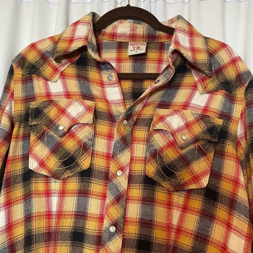 True Religion Multicolor Plaid Casual Button Down Shirt